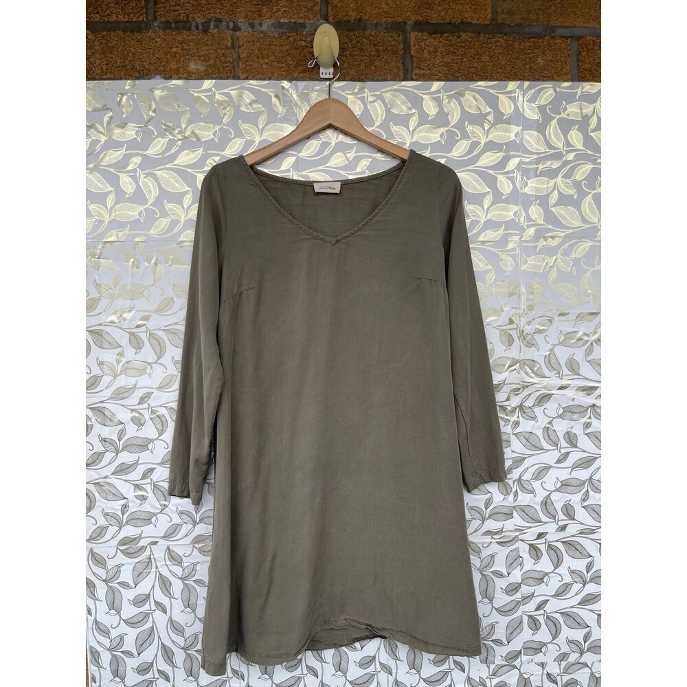 American Vintage Khaki Green Lyocell Tunic Dress Size S Quiet Luxury